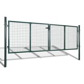 Poartă de gard din oțel, verde, 306 x 150 cm, 2 image