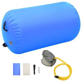 Rulou de gimnastică gonflabil cu pompă, albastru, 100x60 cm pvc