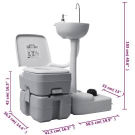 Set portabil cu toaletă, lavoar și rezervor apă pentru camping, 7 image