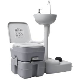 Set portabil cu toaletă, lavoar și rezervor apă pentru camping, 2 image