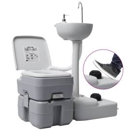 Set suport chiuvetă și toaletă portabilă pentru camping, gri, 6 image