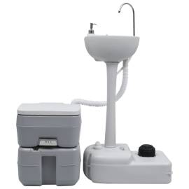 Set suport chiuvetă și toaletă portabilă pentru camping, gri, 2 image
