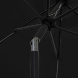 Umbrelă de soare, led-uri și stâlp aluminiu, negru, 300 cm, 6 image