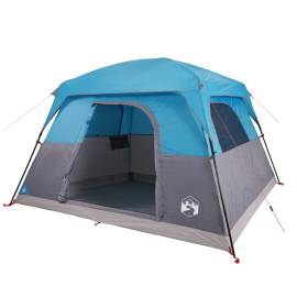 Cabină cort de camping, 4 persoane, albastru, impermeabil, 5 image