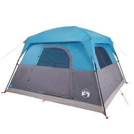 Cabină cort de camping, 4 persoane, albastru, impermeabil, 4 image