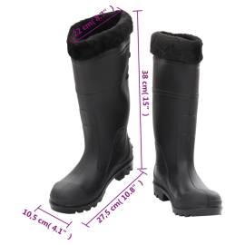 Cizme de ploaie cu șosete detașabile, negru, mărime 40, pvc, 9 image