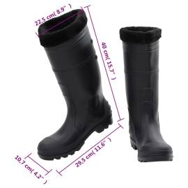 Cizme de ploaie cu șosete detașabile, negru, mărime 43, pvc, 9 image