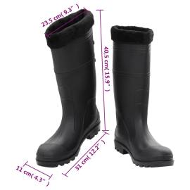 Cizme de ploaie cu șosete detașabile, negru, mărime 45, pvc, 9 image