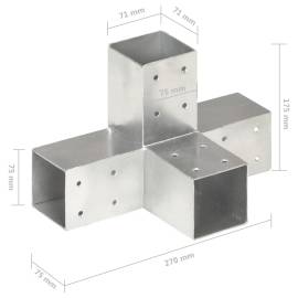 Conector de grindă, formă x, 71 x 71 mm, metal galvanizat, 6 image