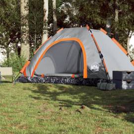 Cort camping, 5 persoane, gri/oranj, setare rapidă, 3 image