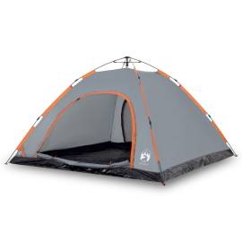 Cort camping, 5 persoane, gri/oranj, setare rapidă, 2 image