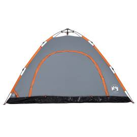 Cort camping, 5 persoane, gri/oranj, setare rapidă, 6 image