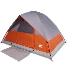 Cort de camping pentru 2 persoane, gri/portocaliu, impermeabil, 2 image