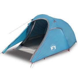 Cort de camping tunel pentru 2 persoane, albastru, impermeabil, 4 image
