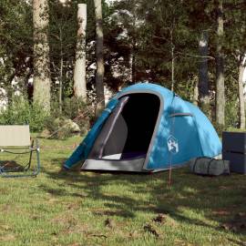 Cort de camping tunel pentru 2 persoane, albastru, impermeabil, 3 image