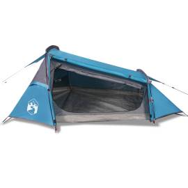 Cort de camping tunel pentru 2 persoane, albastru, impermeabil, 4 image