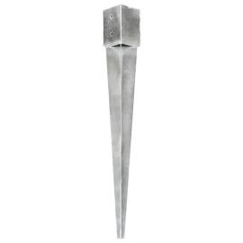 Țăruși de sol, 2 buc., argintiu, 12x12x89 cm, oțel galvanizat, 2 image