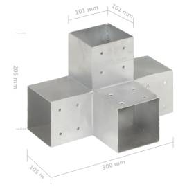 Conectori grindă, formă x, 4 buc, 101x101 mm, metal galvanizat, 7 image