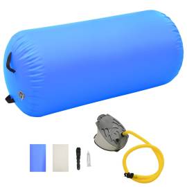 Rulou de gimnastică gonflabil cu pompă, albastru, 120x75 cm pvc
