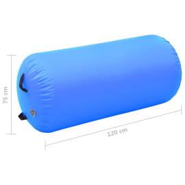 Rulou de gimnastică gonflabil cu pompă, albastru, 120x75 cm pvc, 11 image