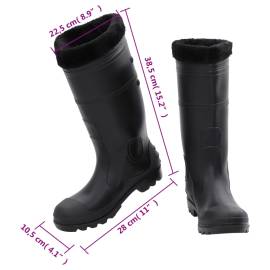 Cizme de ploaie cu șosete detașabile, negru, mărime 41, pvc, 9 image