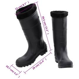 Cizme de ploaie cu șosete detașabile, negru, mărime 42, pvc, 9 image