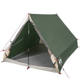 Cort de camping cu cadru a, 2 persoane, verde, impermeabil, 4 image