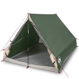 Cort de camping cu cadru a, 2 persoane, verde, impermeabil, 2 image