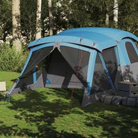 Cort de camping cu verandă 4 persoane, albastru, impermeabil, 3 image