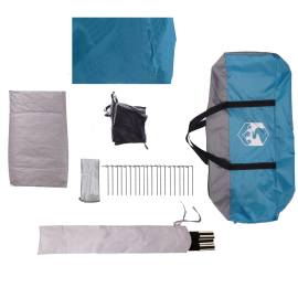 Cort de camping cu verandă 4 persoane, albastru, impermeabil, 11 image