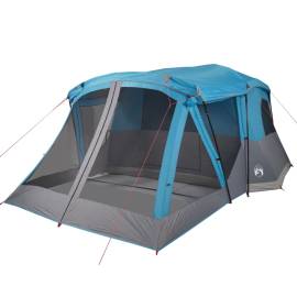 Cort de camping cu verandă 4 persoane, albastru, impermeabil, 5 image