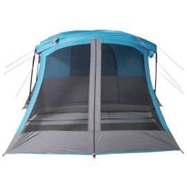Cort de camping cu verandă 4 persoane, albastru, impermeabil, 6 image