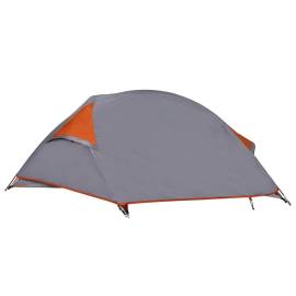 Cort de camping pentru 1 persoană, gri/portocaliu, impermeabil, 9 image