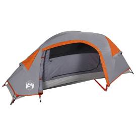 Cort de camping pentru 1 persoană, gri/portocaliu, impermeabil, 4 image