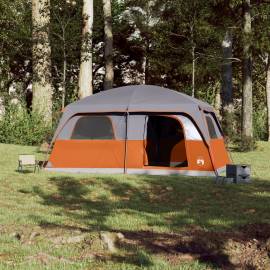 Cort de camping pentru 10 persoane, gri/portocaliu, impermeabil, 3 image