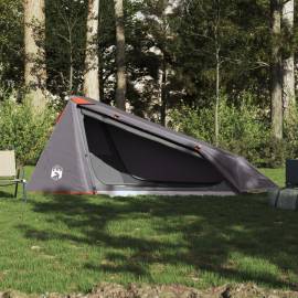 Cort de camping tunel 1 persoane, gri/portocaliu, impermeabil, 3 image