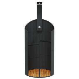 Duș de exterior, negru, 100x100x241,5 cm, poliratan/lemn acacia, 5 image