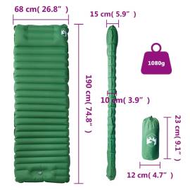 Saltea camping auto-gonflabilă, cu pernă, 1 persoană, verde, 5 image