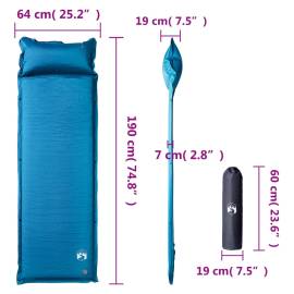 Saltea de camping gonflabilă cu pernă, 1 persoană, turcoaz, 5 image