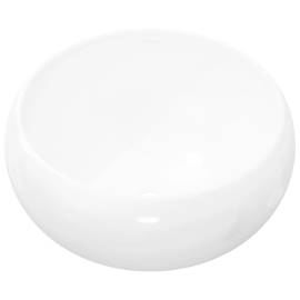 Chiuvetă de baie rotundă, alb, 40 x 15 cm, ceramică, 2 image
