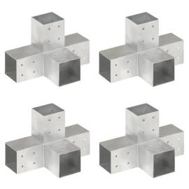 Conectori de grindă, formă x, 4 buc, 81x81 mm, metal galvanizat