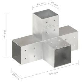 Conectori de grindă, formă x, 4 buc, 81x81 mm, metal galvanizat, 7 image