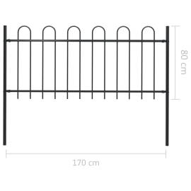 Gard de grădină cu vârf curbat, negru, 1,7 m, oțel, 5 image