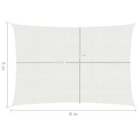 Pânză parasolar, alb, 5x8 m, hdpe, 160 g/m², 6 image