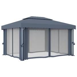 Pavilion cu perdea, antracit, 4 x 3 m, aluminiu, 4 image
