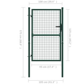 Poartă de gard, verde, 100 x 125 cm, oțel, 5 image