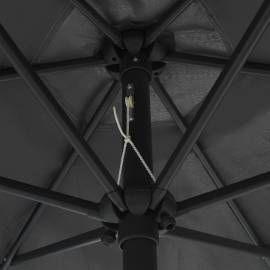 Umbrelă de soare cu led și stâlp aluminiu, antracit, 270 cm, 5 image