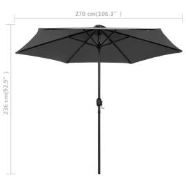 Umbrelă de soare cu led și stâlp aluminiu, antracit, 270 cm, 7 image