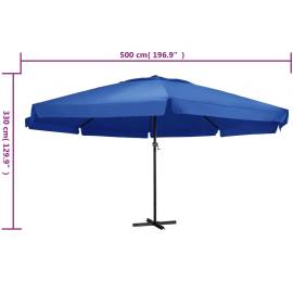 Umbrelă de soare cu stâlp aluminiu, albastru azur, 600 cm, 6 image