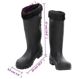 Cizme de ploaie cu șosete detașabile, negru, mărime 38, pvc, 9 image